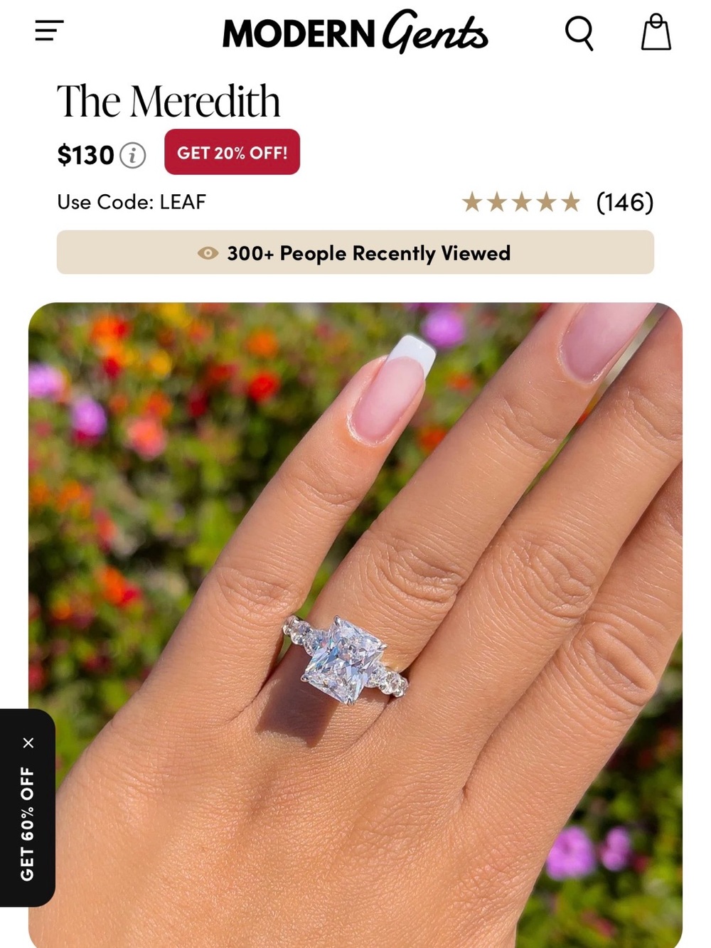Modern Gents Meredith & Gwen Simulated Diamond Ring Set - Picture 3 of 7